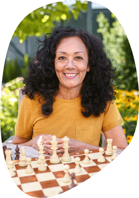woman playing chess